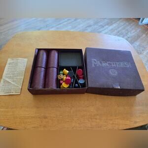 Vintage Old Parcheesi Selchow & Righter S&R Game - 16 Tokens 4 Cups 2 Dice & Box